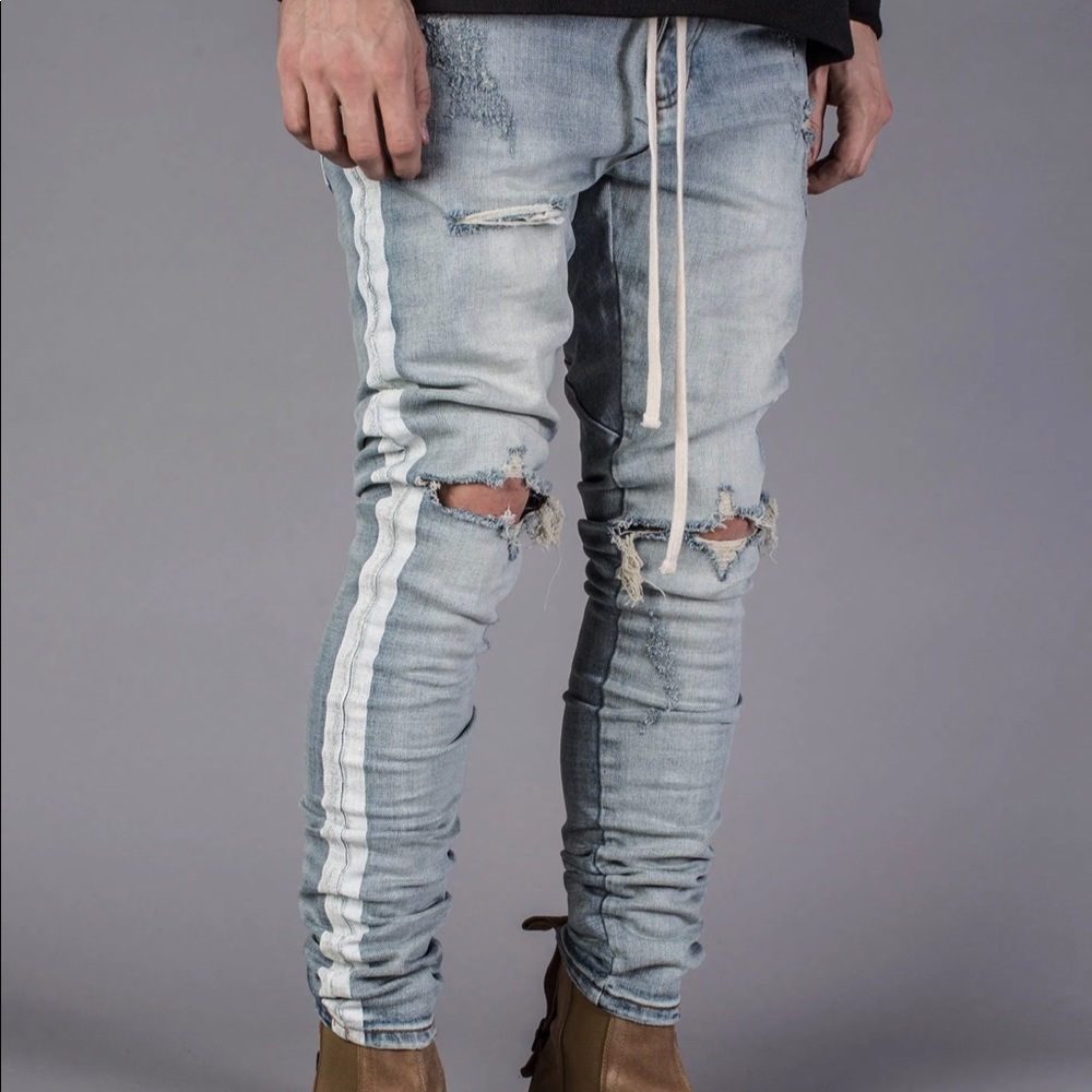Kollar Clothing Distressed Striped denim